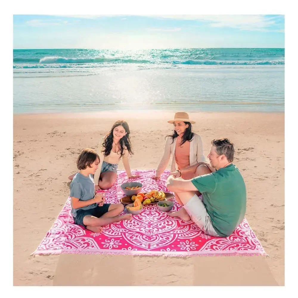 LOFT By Loftex Beach Towel jumbo Size 72 in x 84 in Pink and White - Picture 2 of 4